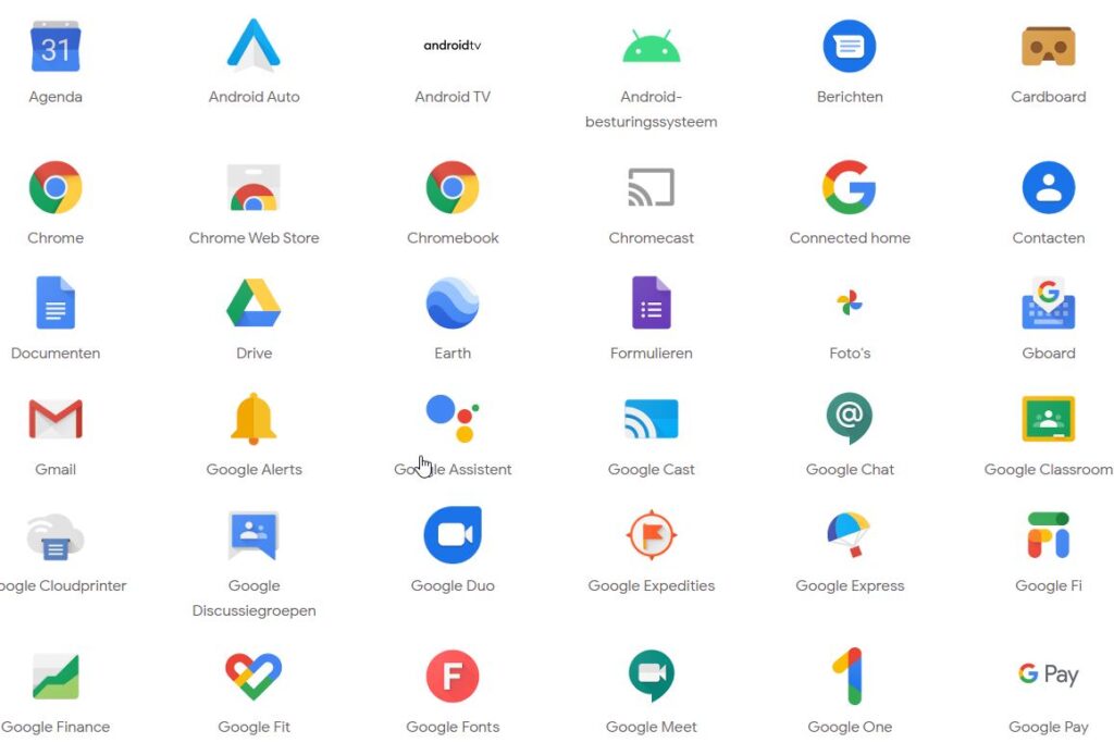 Google ecosysteem overzicht