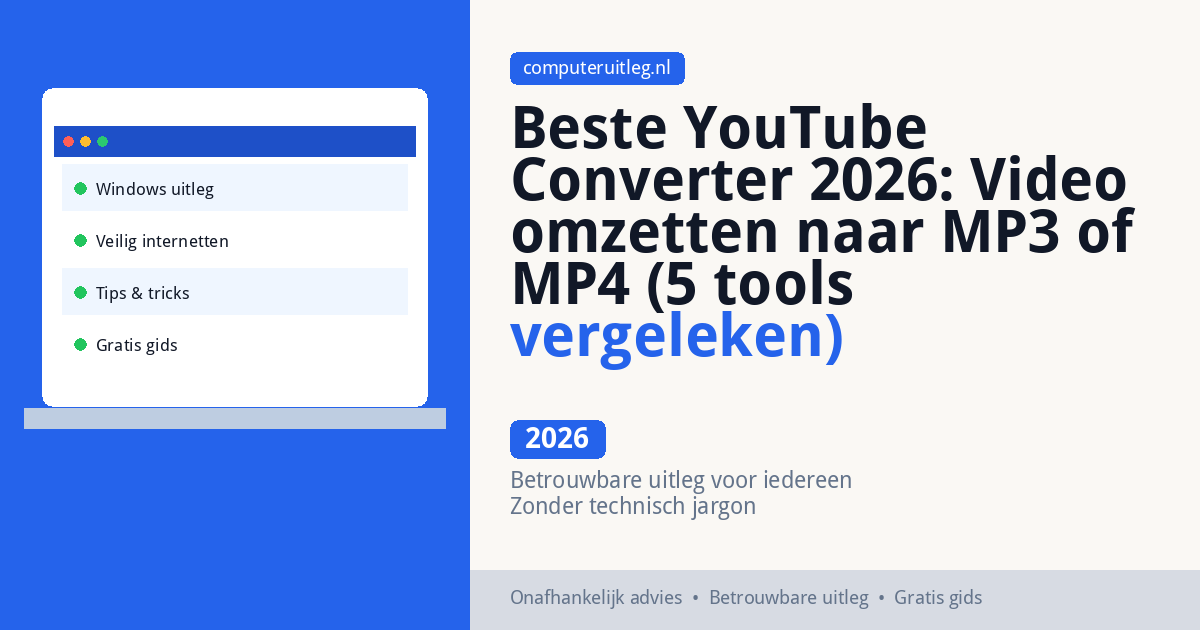 Beste YouTube Converter 2026: Video omzetten naar MP3 of MP4 (5 tools vergeleken)