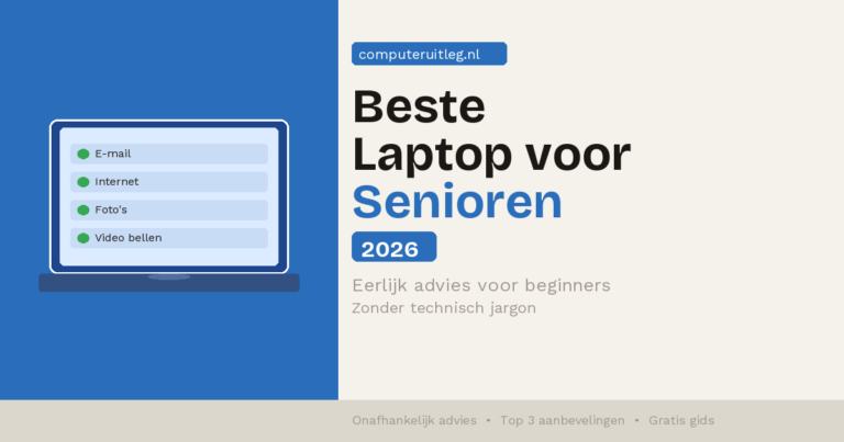 Senior achter laptop - beste laptop voor senioren 2026
