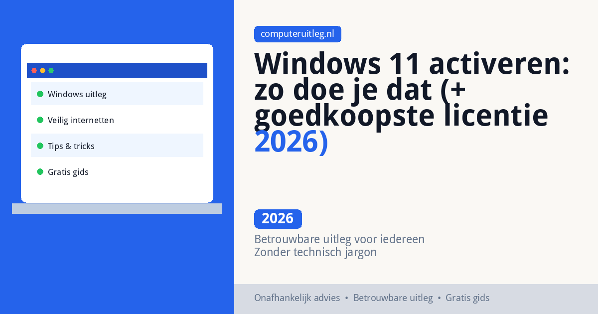 Windows 11 activeren: zo doe je dat (+ goedkoopste licentie 2026)