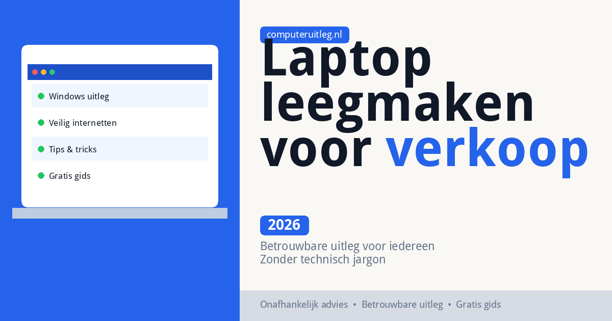Laptop leegmaken voor verkoop